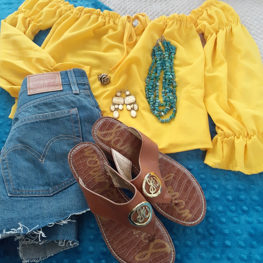 Boho Off - Shoulder Top | Medium | Bright Yellow - Picture 3 of 4